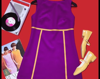 Model ROMY / Retro vintage stijl jurk 60&#39;s 70&#39;s / Sixties / 2 kleuren / Handgemaakt op bestelling
