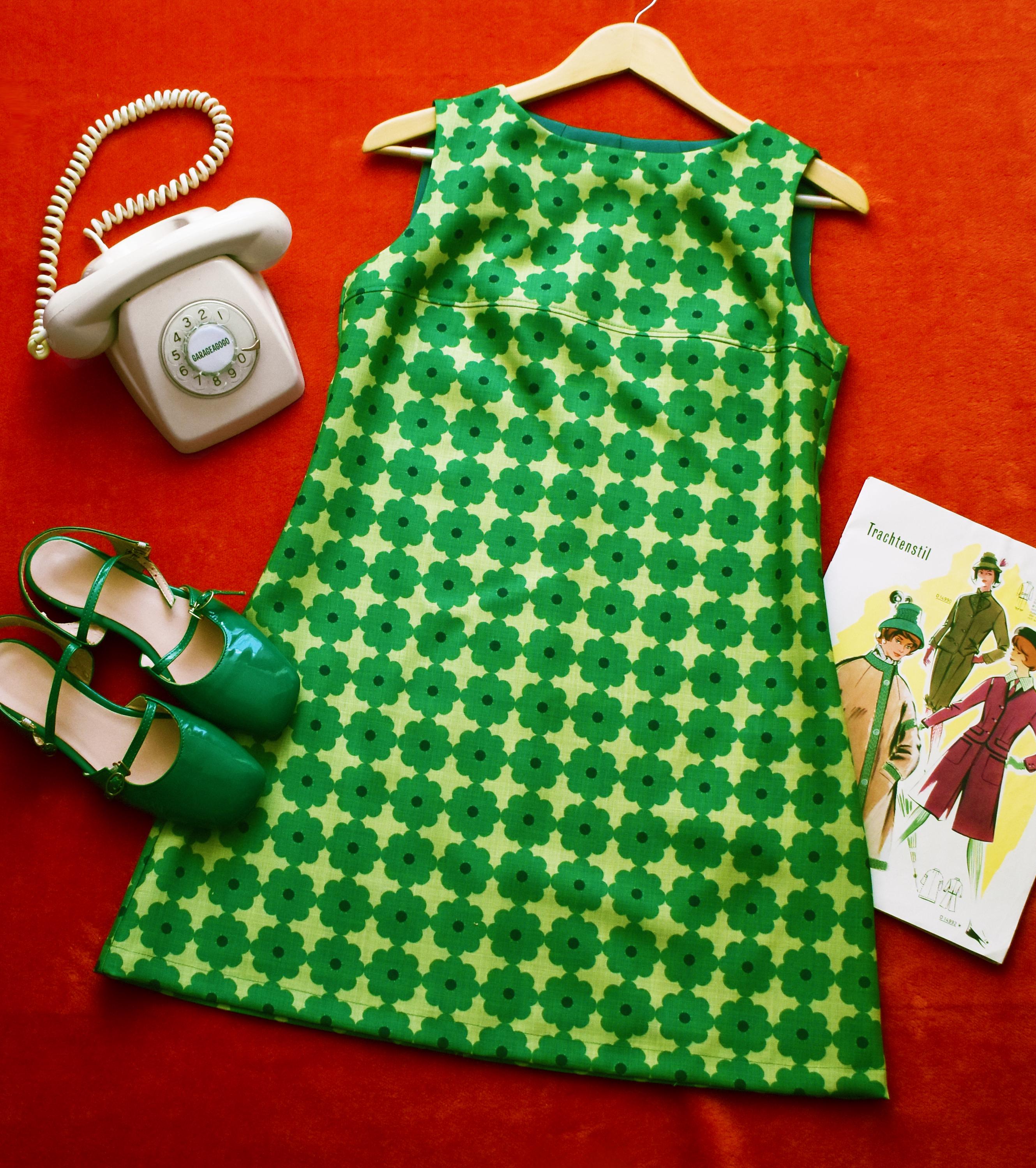 green 60's dress 60s Mod Adjustable straps