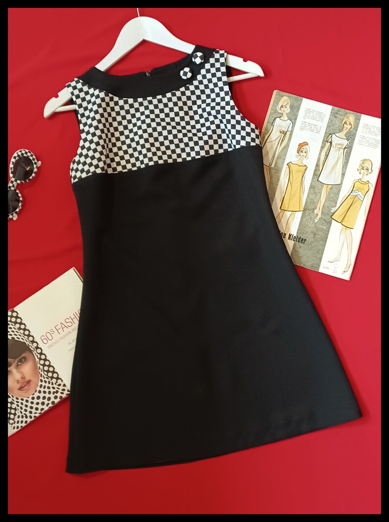 Retro Dress / Op Art / Black and White / Custom Etsy