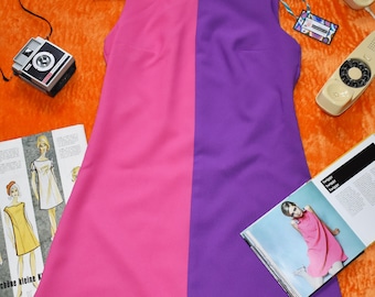 Retro vintage stijl jurk jaren 60 70 / Space age / Sixties / 2 kleuren / Handgemaakt