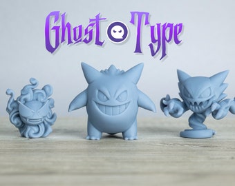 Gengar Evolution Ghost Pokémon 3D Printed Unpainted Figures, Ghastly, Haunter, Gengar Miniatures Resin, Gift Ideas, I Choose You, Best Gift