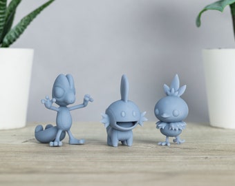 Hoenn Starters, Pokemon 3D Printed Unpainted Figures, Mudkip, Torchic, Treecko Miniatures Resin, Pokemon Gift Ideas, Best Gift