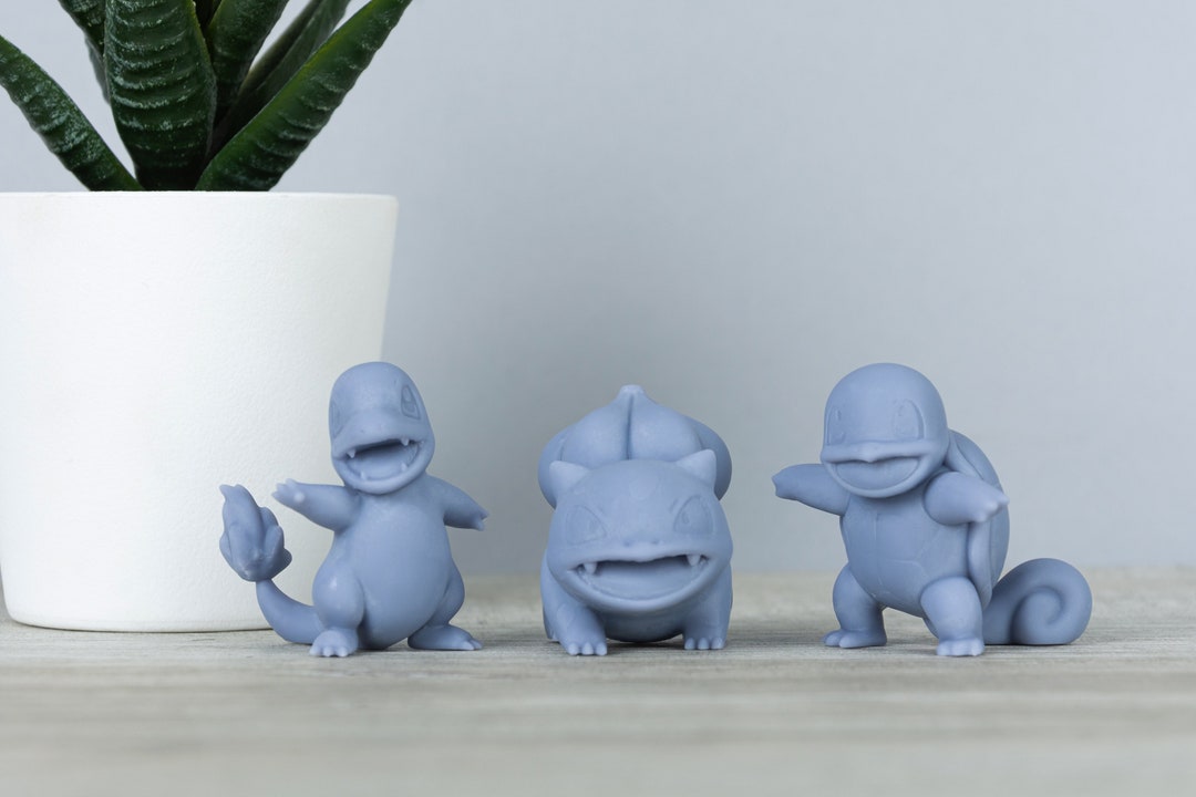 Pokemon 3D Printed Unpainted Figures Kanto Starters Bulbasaur ...