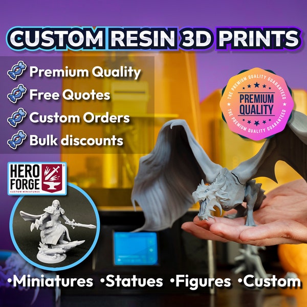 Custom resin 3D prints, miniatures, statues, models, figures, premium quality, custom orders, 32mm miniatures, 3D printing, 3D print