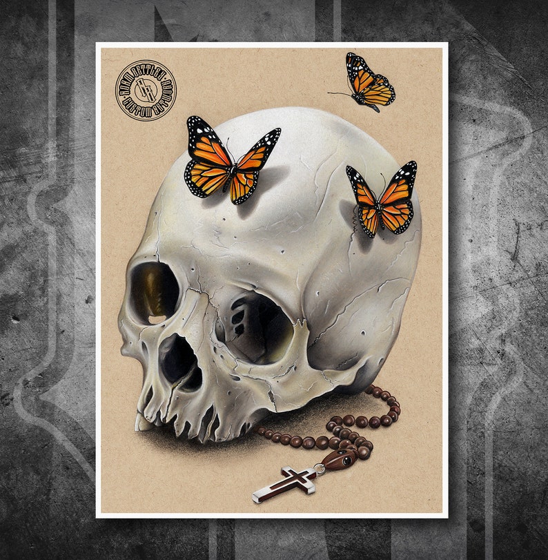 pix Drawing Butterfly Skeleton art collectibles butterfly skull hand