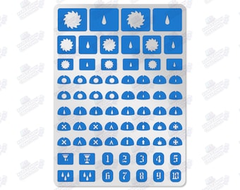 Plantillas no oficiales de insignias de Blood Ripper para juegos de guerra de mesa. Plantillas para pintar y aerografiar. Plantillas reutilizables.