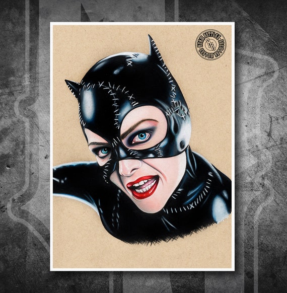 Catwoman Batman Returns Fine Art Print Hand Drawing Etsy