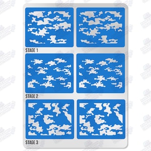 Camouflage 3 Stage Layered Stencils Assorted Tabletop Wargaming Gaming 40k for Painting and Airbrushing Reusable Stencils Camo Woodland Army