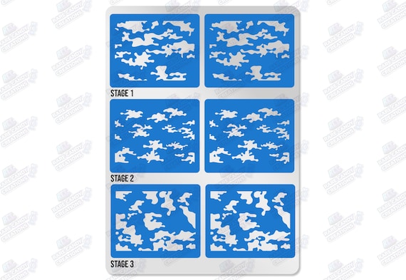 Camouflage 3 Stage Layered Stencils Assorted Tabletop Wargaming Gaming 40k for Painting and Airbrushing Reusable Stencils Camo Woodland Army