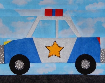 Police car PDF quilt block pattern