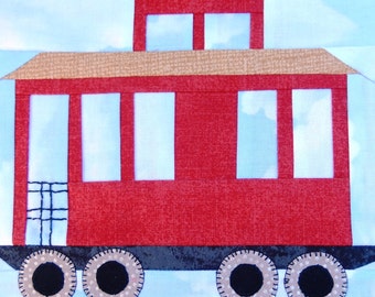 Caboose train car PDF block quilt pattern