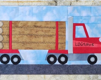 Logging truck PDF quilt block pattern