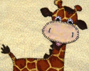 Modello di blocco trapunta applique PDF Giraffa
