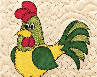Modello di blocco trapunta applique PDF Gallo