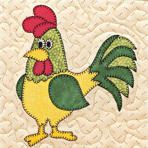 Rooster PDF applique quilt block pattern
