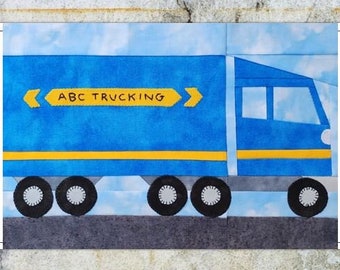 Big rig semi-truck PDF quilt block pattern