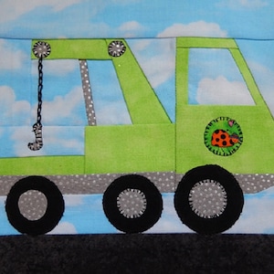 Crane truck vehicle PDF quilt block pattern