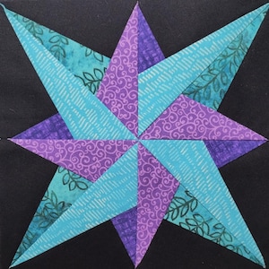 Pieced star PDF quilt block pattern