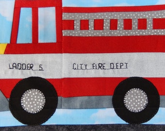 Fire truck PDF quilt block pattern