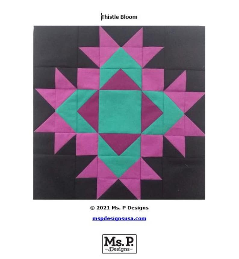 Scottish Thistle Bloom PDF Pieced Quilt Block Pattern Etsy