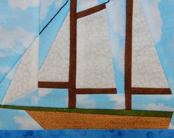 Schooner ship foundation paper pieced PDF quilt block pattern