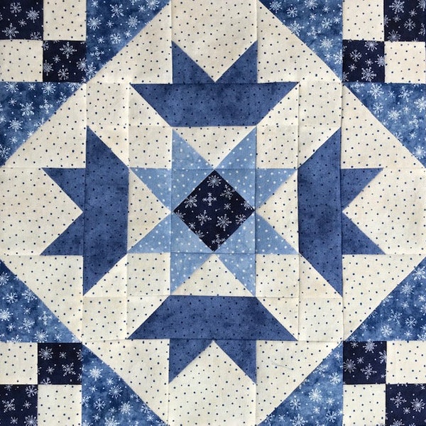 Crown and Star PDF pieced quilt block pattern