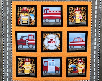 Firefighter PDF quilt pattern; My Hero