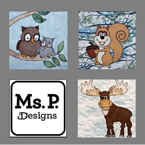 Forest or woodland animals PDF applique pattern set