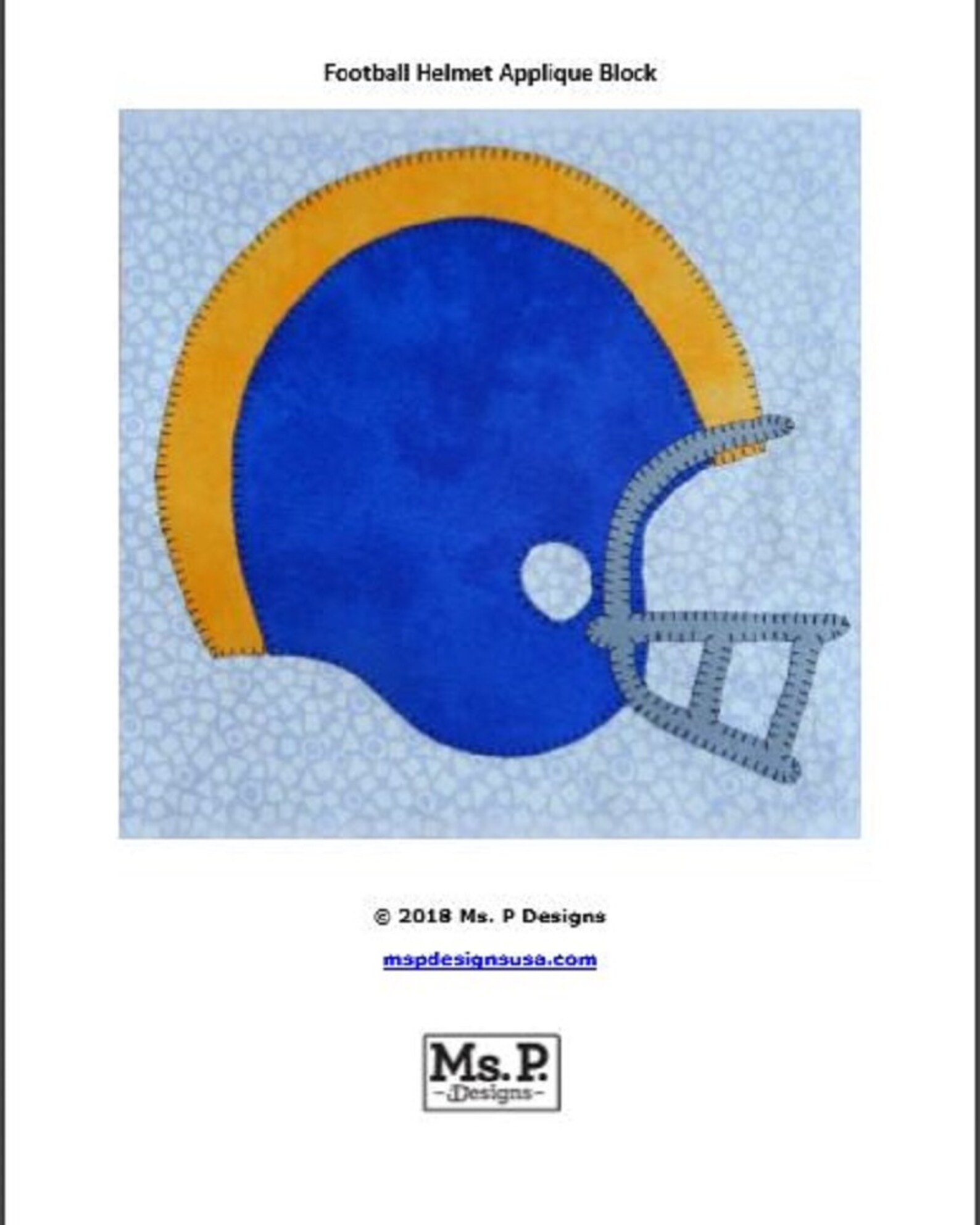 Football helmet PDF applique quilt block pattern Etsy
