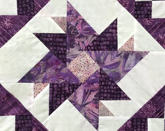 Double Aster PDF pieced quilt block pattern