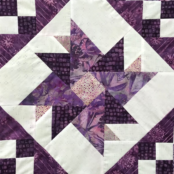 Double Aster PDF pieced quilt block pattern