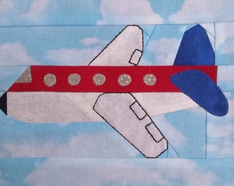 Jet airliner PDF quilt block pattern