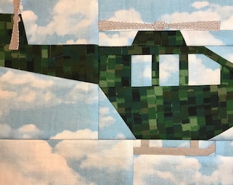 Military helicopter PDF quilt block pattern
