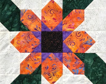 Black-eyed Susan PDF pieced quilt block pattern