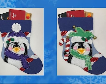 Penguin gift card stocking PDF pattern