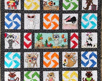 Cats PDF quilt pattern; "Kool Kitties"