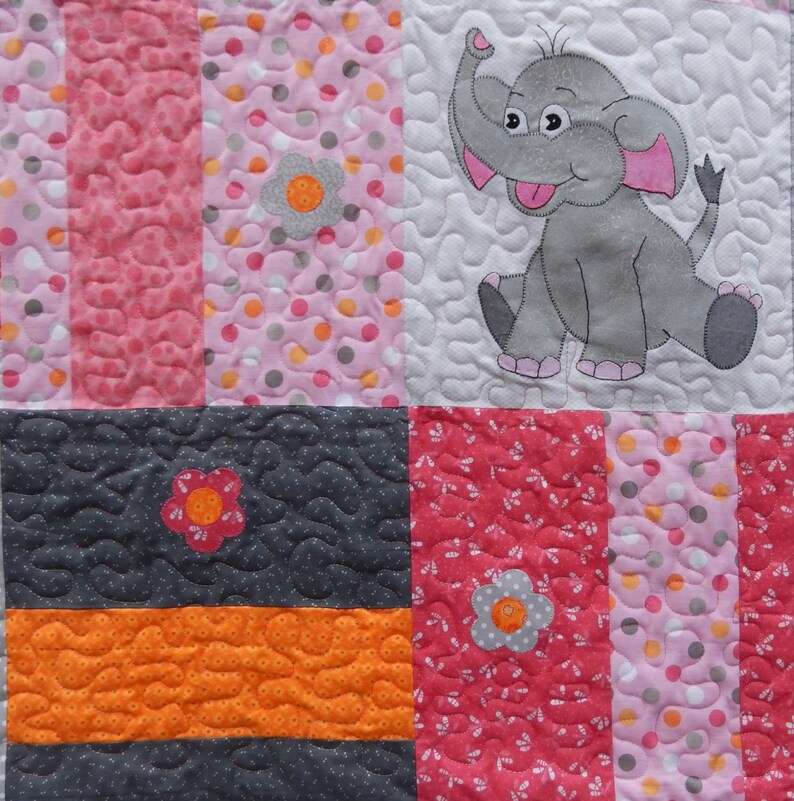 Elephant applique PDF baby quilt pattern Etsy Canada