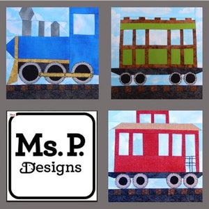 Train car PDF quilt block pattern set