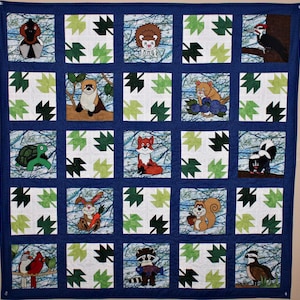 Woodland or forest PDF quilt pattern;  Playful Woodsies