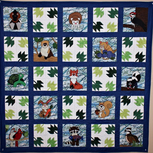 Woodland or forest PDF quilt pattern;  Playful Woodsies