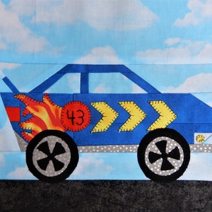 Race car PDF quilt block pattern
