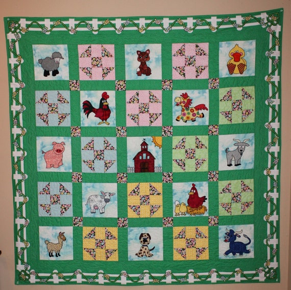 Farm animal baby quilt best sale