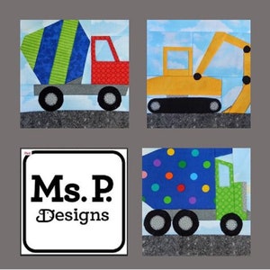 foundation paper pieced construction equipment vehicle PDF quilt block pattern bundle
