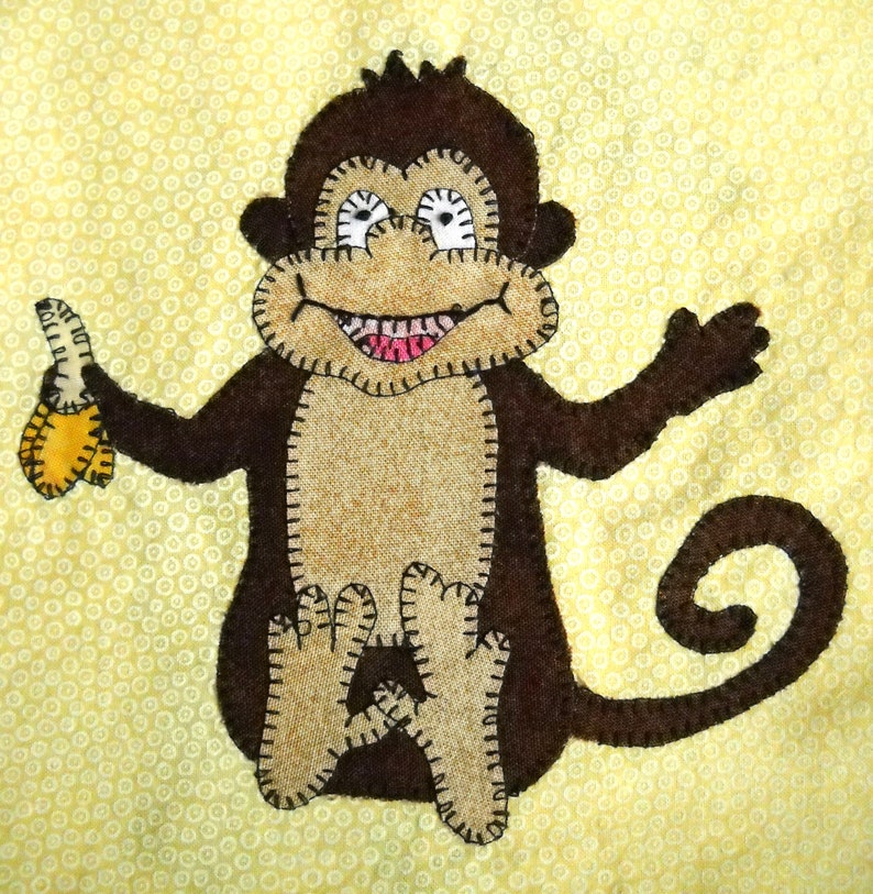 Monkey PDF applique quilt block pattern Etsy