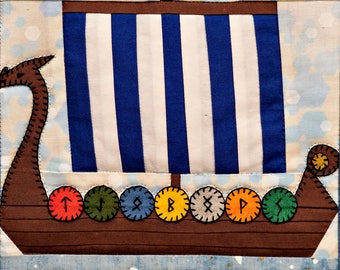 Viking ship PDF quilt block pattern