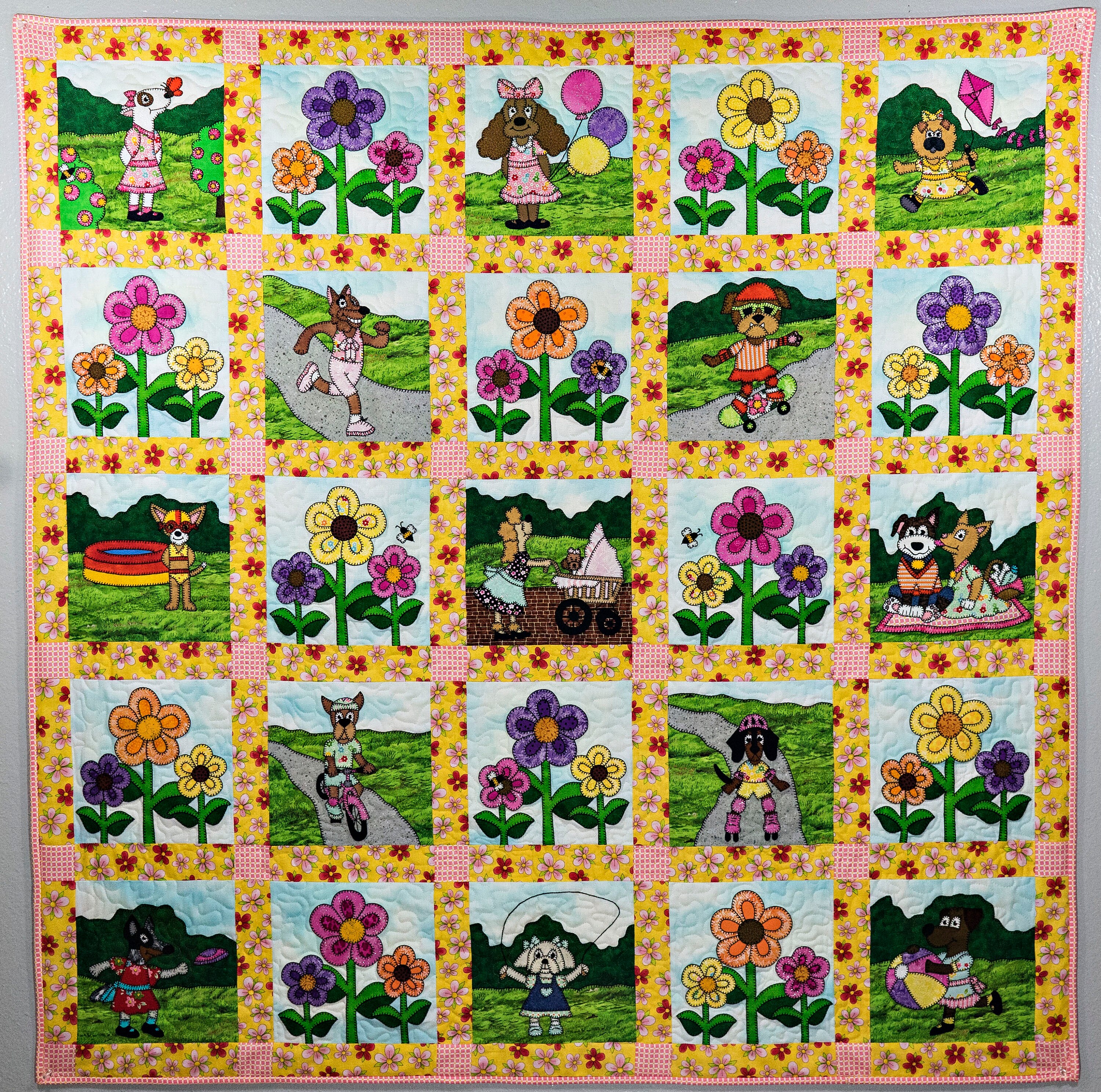 Dog park puppy applique PDF quilt pattern for baby girl or Etsy