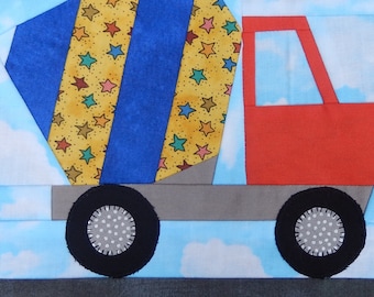 Cement mixer truck PDF quilt block pattern