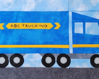 Big rig semi-truck PDF quilt block pattern