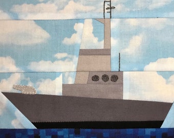 Military ship PDF quilt block pattern