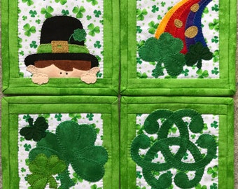 St Patrick's Day coasters PDF applique pattern
